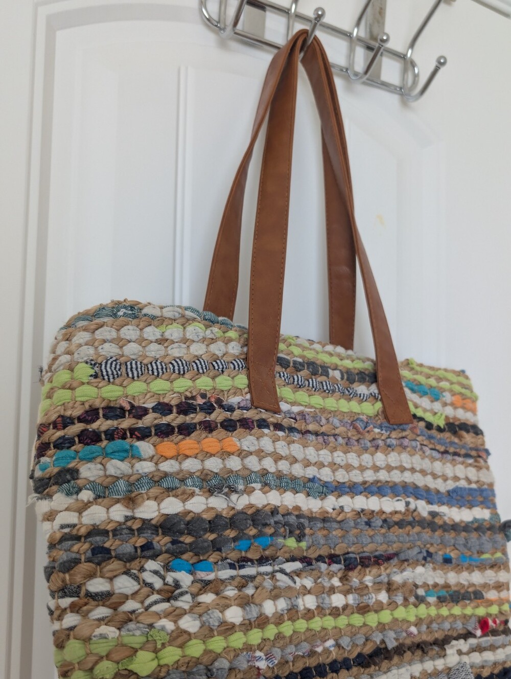 Multicolor Chindi Rug Tote - Picture 4 of 8